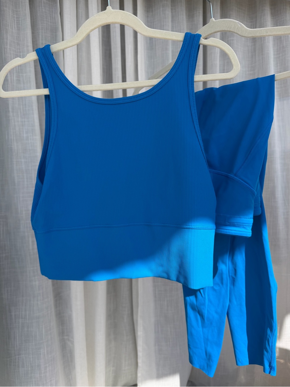 lululemon athletica Electric Blue Ribbed Crop Tank & Leggings Set